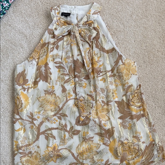 Talbots Tops - Talbots Floral Blouse - Gold Yellow and Brown